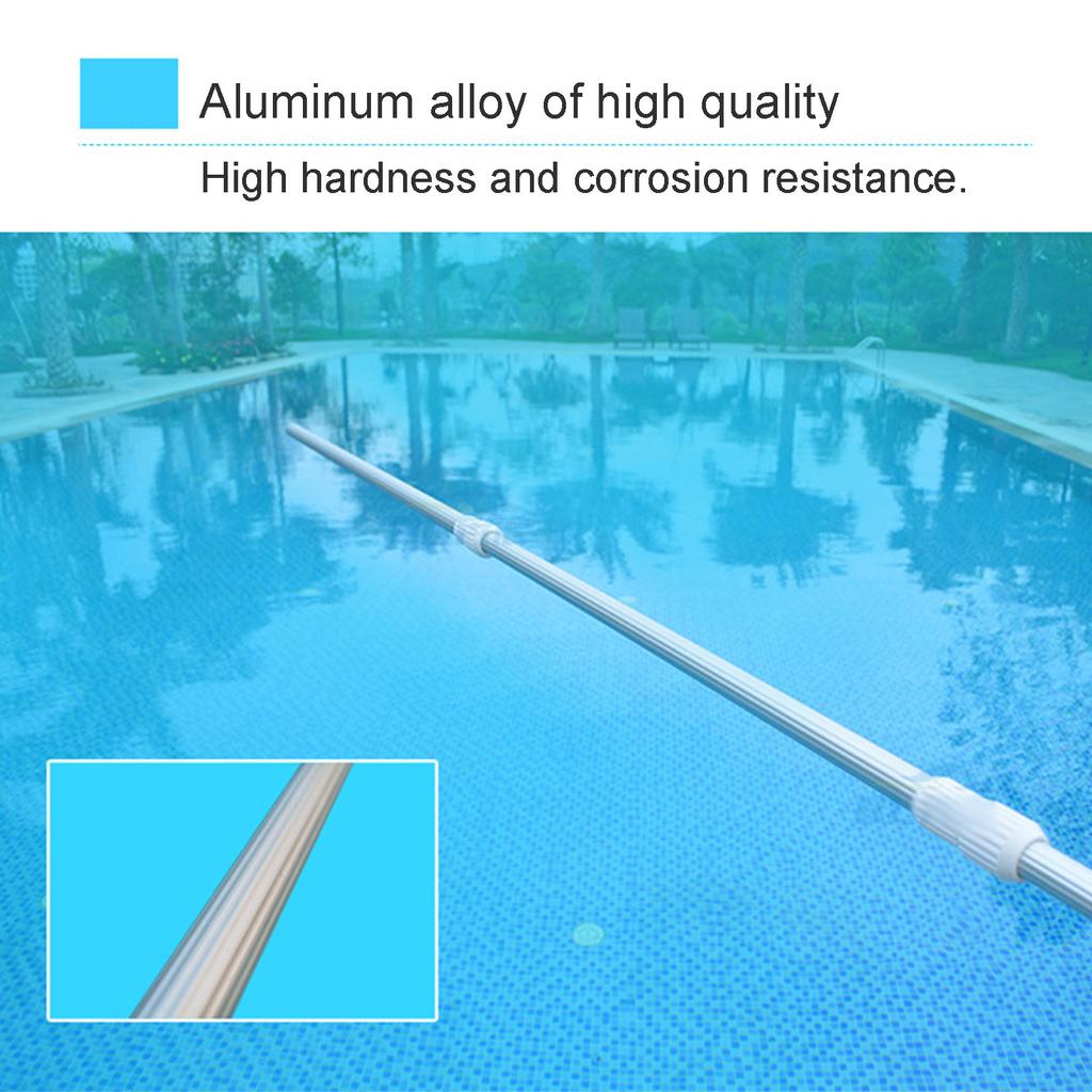 Telescopic Swimming Pool Pole, Aluminum Alloy Pool Cleaner Rod with Non Slip Grip for Skimming Net Rakes Brushes, Stretched Length 192cm