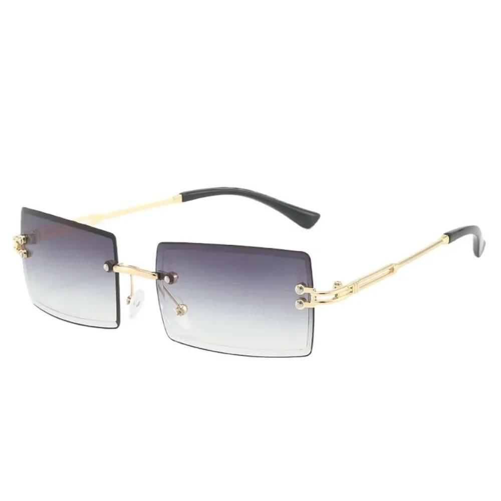 Gradient Lens Rimless Sunglasses for Men and Women Beach Eyewear UV400 Protection