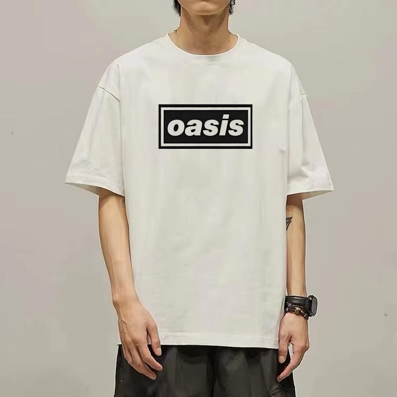 Hot Tshirt À Manches Courtes Du Groupe Oasis David Bowie Groupe De Rock Périphérique Vêtements Américains Impression En Coton