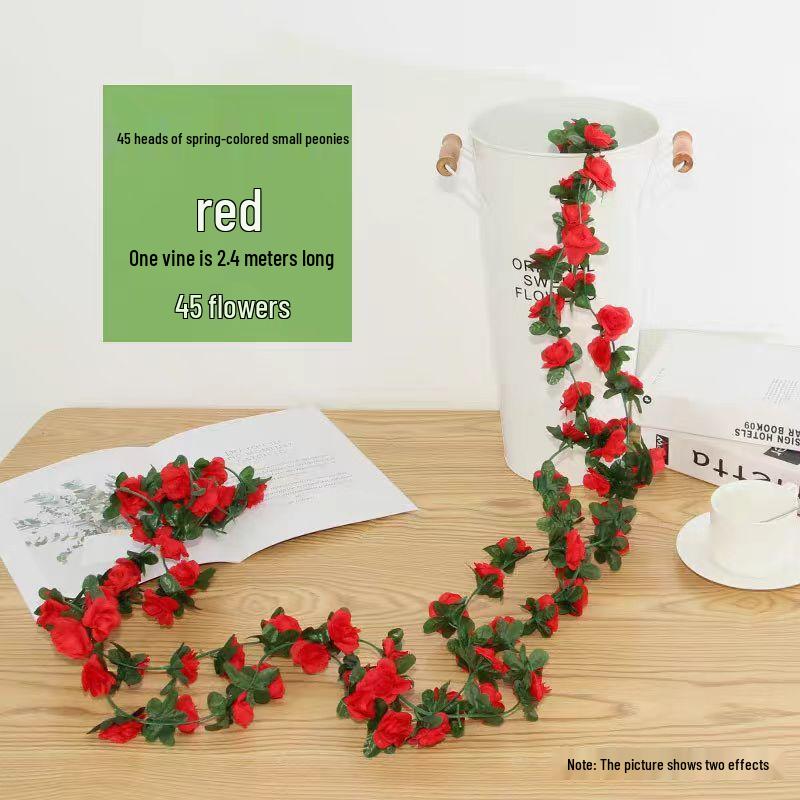 Artificial Rose Vine for Air Conditioning Pipe and Staircase Decoration