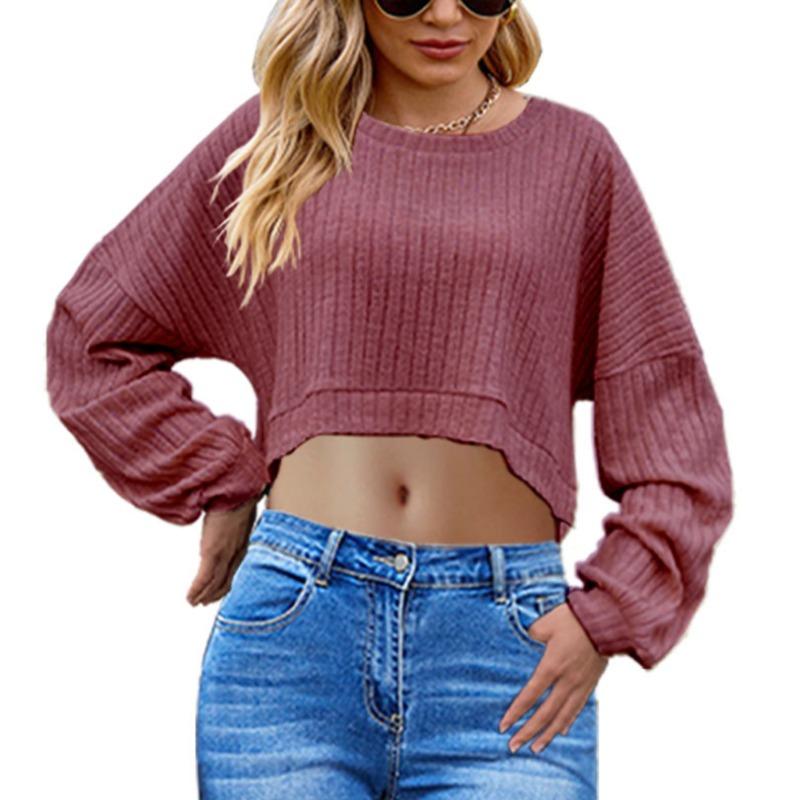 Women's Fashion Casual Autumn Winter Solid Color Print Long Sleeve U-Neck Blouses & Shirts