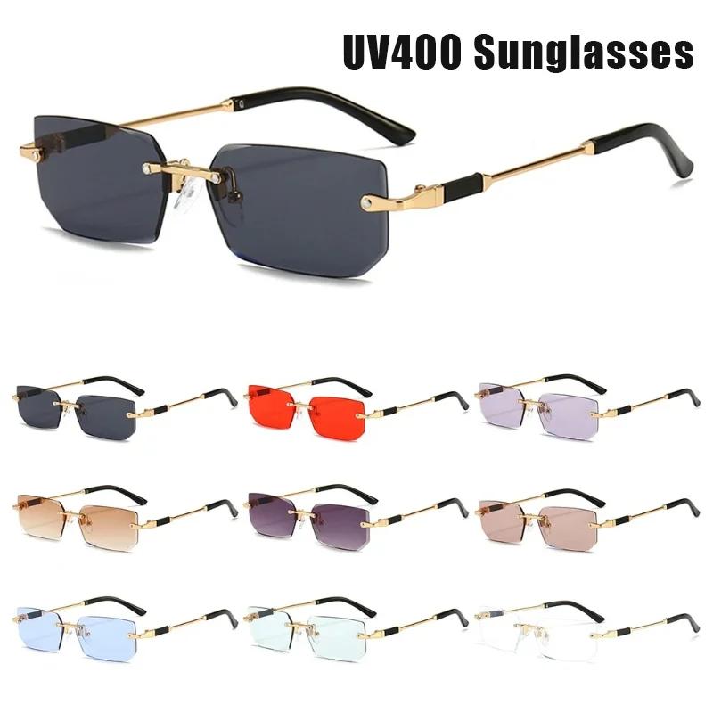 Neutral Fashion New Rimless Sunglasses Personalized Multi-Color Glasses Outdoor Driving Travel Uv Protection Sunshade Sunglasses