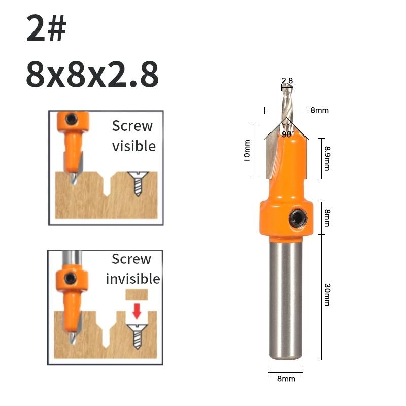 8MM Shank Hss Countersink Router Bit Screw Extractor Woodworking Hole Opener Drill  Milling Cutter For Wood Alloy Step Drill