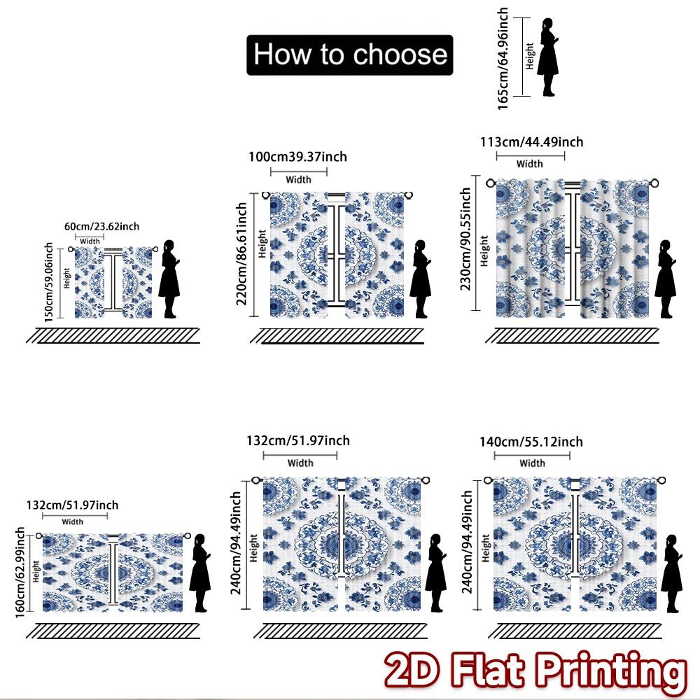 2D Flat Photography Backdrop Party Backdrop Blue Floral S 100% Polyester Festive Holiday Use for Bedroom Wall Decorations