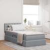 LED Storage Bed with Mattress Light Grey 90 x 200 cm Fabric