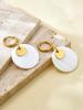 Summer Beach Collection Fashion Elegant Vintage Style Stainless Steel 18K Gold Plated Round Mother Of Zircon Earrings For Women