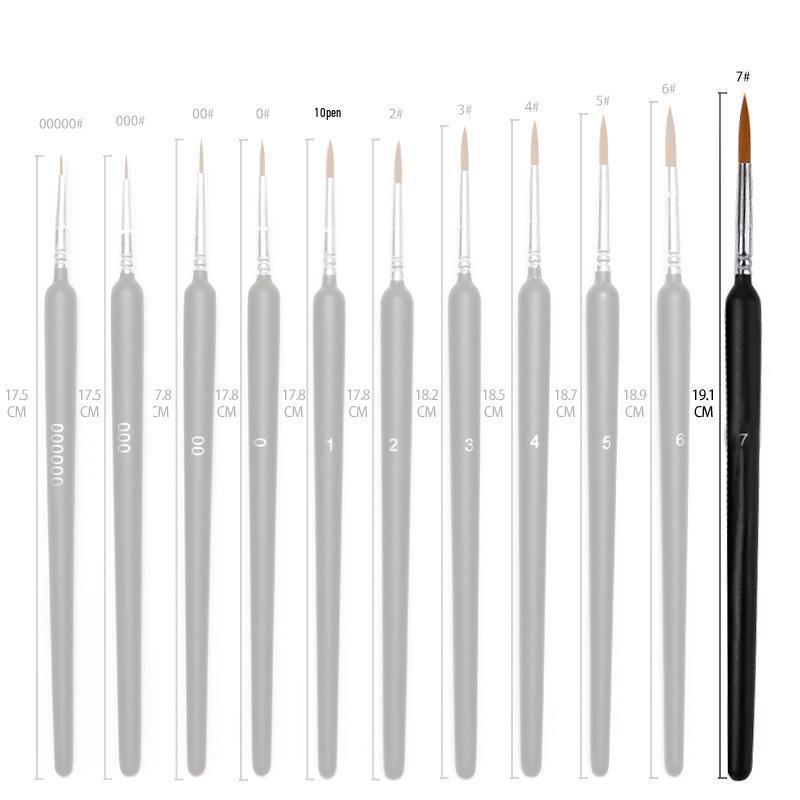 Set Pennelli Liner Triangolari Pelo di Lupo - Set da 11 Pezzi Pennelli Ultra-fini in Nylon per Acquerello e Contornatura