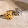 Youthway Personality Irregular Hammered Texture Wide Opening Ring Stainless Steel Tarnish Free Charm Party Jewerly Women