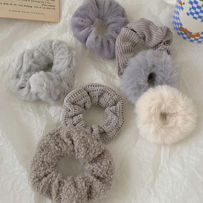 7 Pcs/Set Women Hair Scrunchies Set Plush Solid Hair Band For Girls Ponytail Holder Rubber Bands Hair Ties Hair Accessories