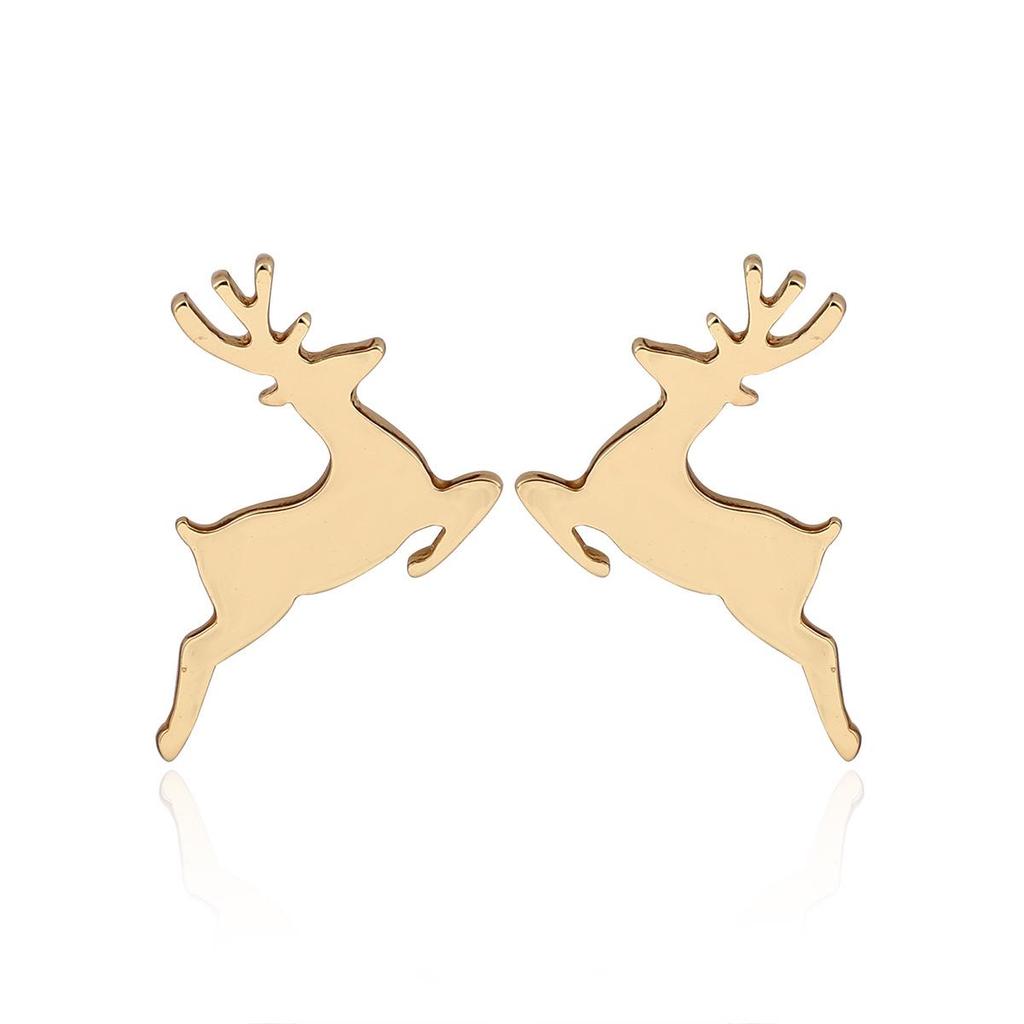 Exquisite Stainless Steel Jumping Fawn Stud Earrings - Christmas Animal Cartilage Jewelry