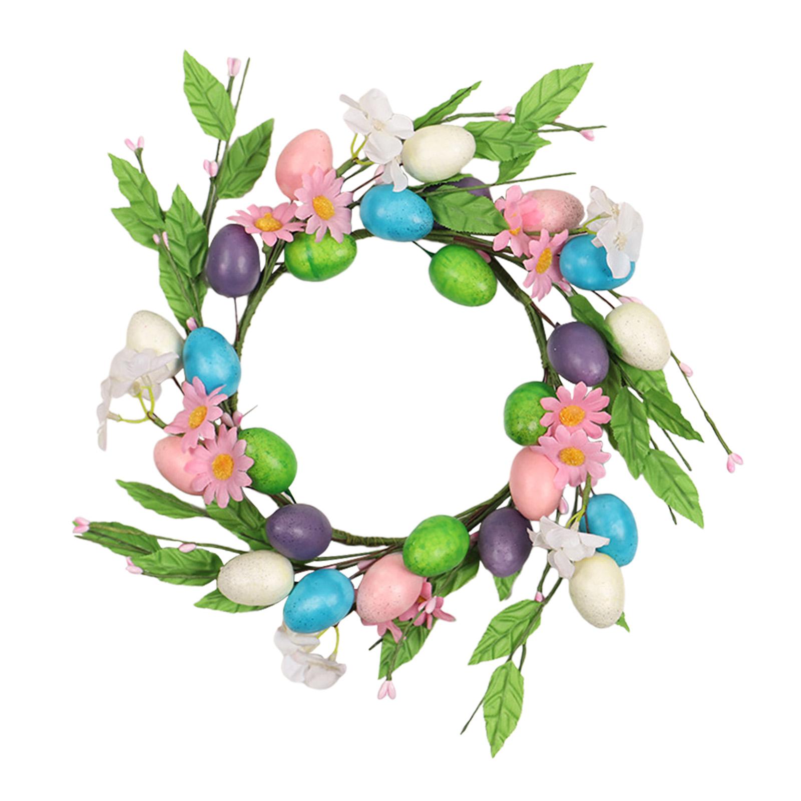 

Easter Egg Wreath Garland Front Door Outdoor,Indoor Outside with Colorful Eggs Decoration Flower Wreath for Home Window,Porch