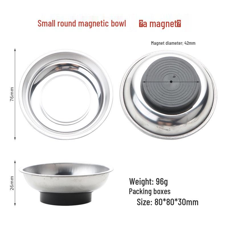 Magnetic Tool Bowl - Stainless Steel Parts Storage In 3, 4, or 6 Inch Sizes for Auto Repair