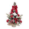 Snowy Mini Christmas Tree Small Tabletop Artificial Flocked Tree with Balls Bow And Cloth Bag Base for Home Office Desk Decor