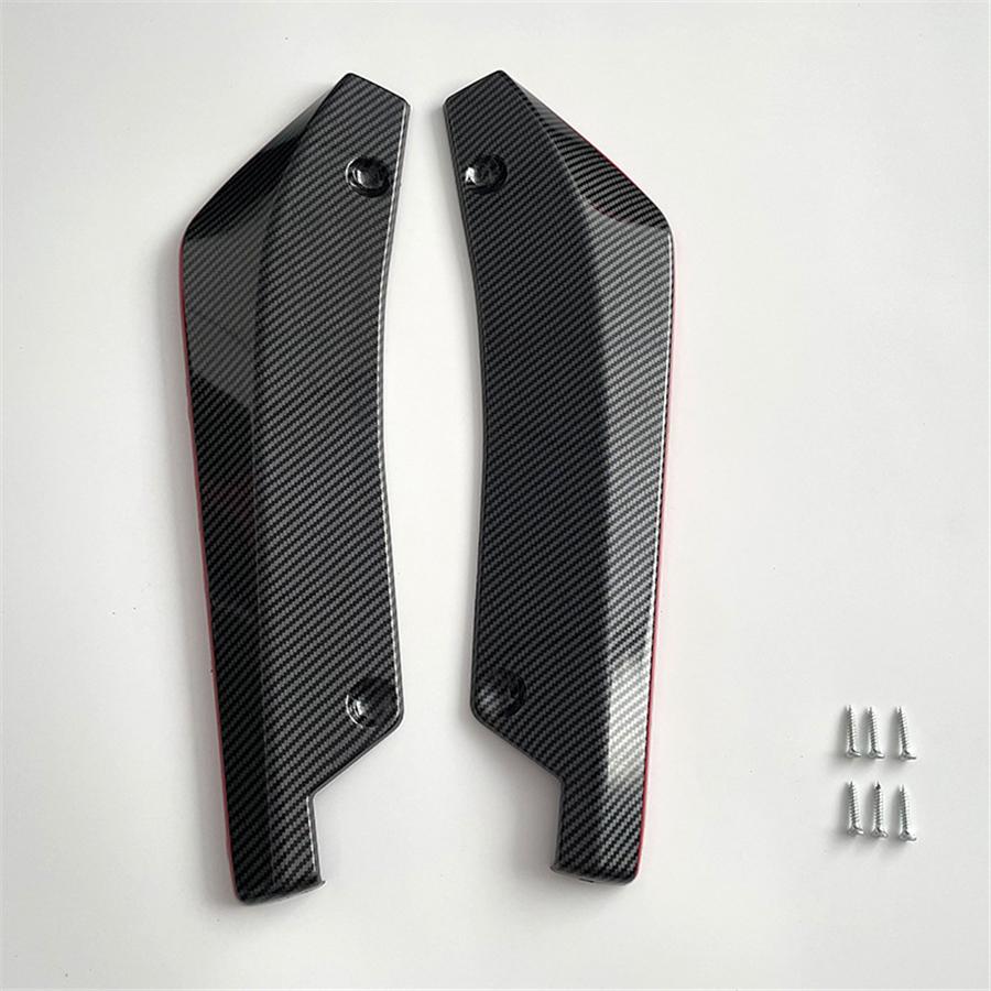 Car Rear Bumper Spoiler Diffuser  Protector Carbon Fiber Look + Red Universal