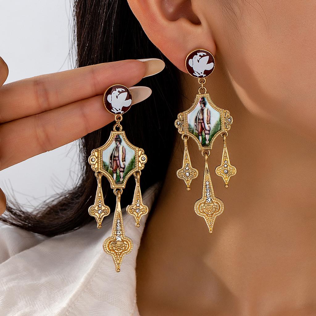 Personalized Royal Oil Painting Meteor Pendant Earrings Light Luxury Simple Trend Earrings