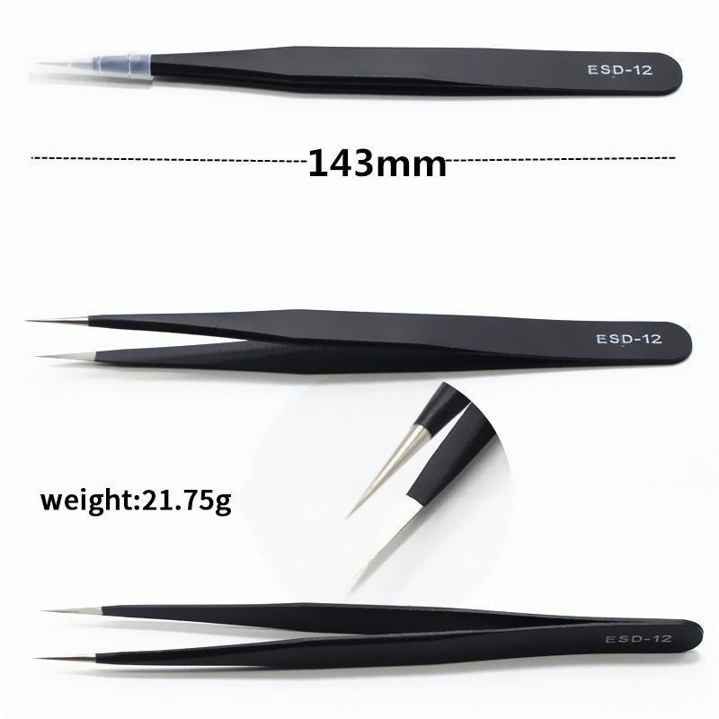 Precision Esd Anti-Static Tweezers Set -6-Pc Durable Stainless Steel Tool For Electronic Repair And Process Modeling, Bending&St