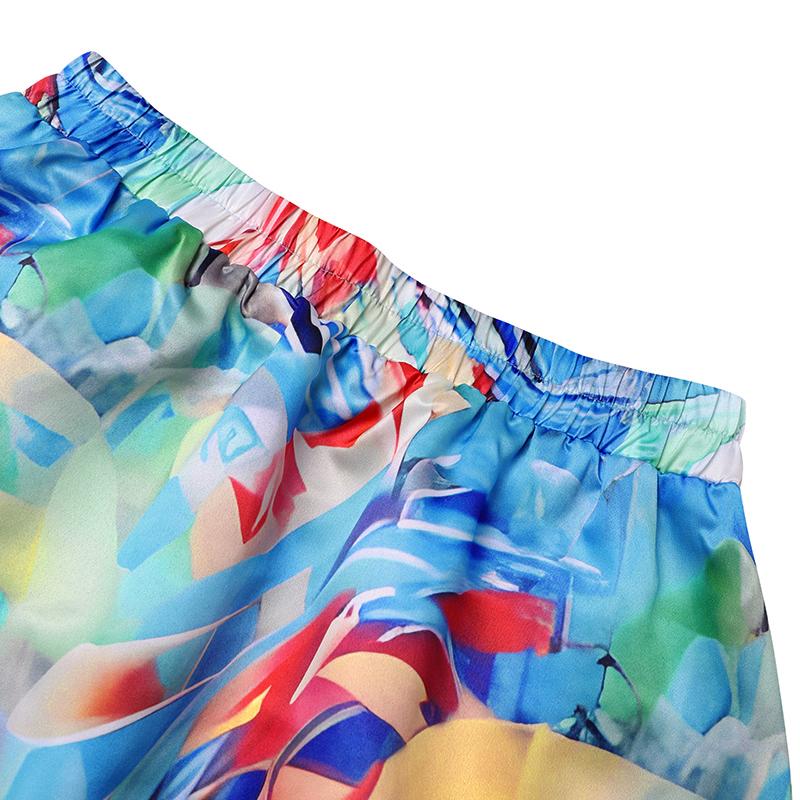 Women's Large Size Round Neck Sleeveless Printed Loose A-Line Top and Skirt Set