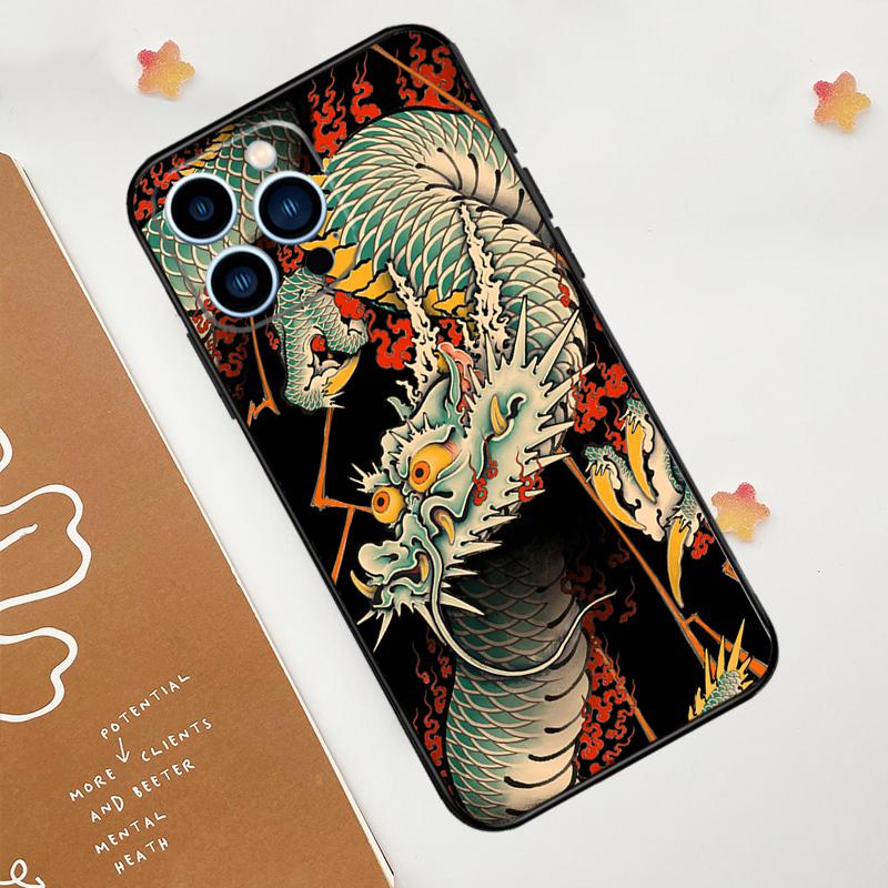 Chinese Style Crane Dragon Phone Case For iPhone 17 Pro Max 14 13 12 11 15 16 Pro Max Mini 16 Plus 16e 17 Air Funda