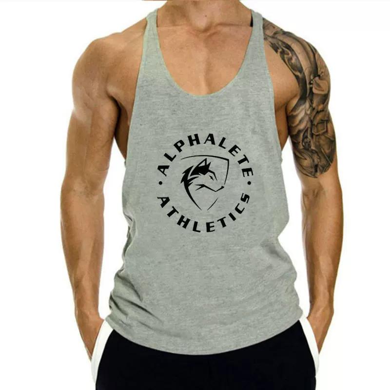 Men's Fitness Tank Top for Muscle Training, Loose Fit, Racerback, Sports Running, Cotton Sleeves, Trendy Style
