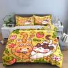 Cute Cats with Strawberries Pattern Bedding Duvet Cover Set Duvet Cover Pillowcases  (1*Duvet Cover 2*Pillowcases, Without Duvet Insert)