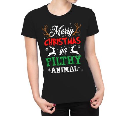 1Tee Womens Merry Christmas Ya Filthy Animal T-Shirt