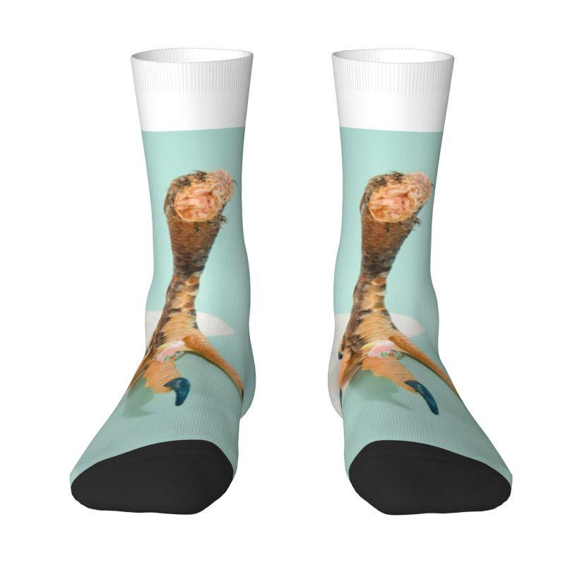 Anpassade Herrstrumpor med Kycklingben Unisex Roliga 3D-tryckta Tecknade Djurklänningsstrumpor