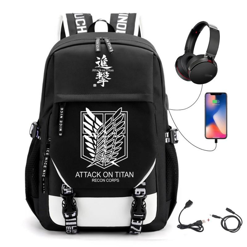 Anime-Inspired Canvas Backpack Students Travelers With USB Charging Port Breathable Padded Straps Unisex School Bag