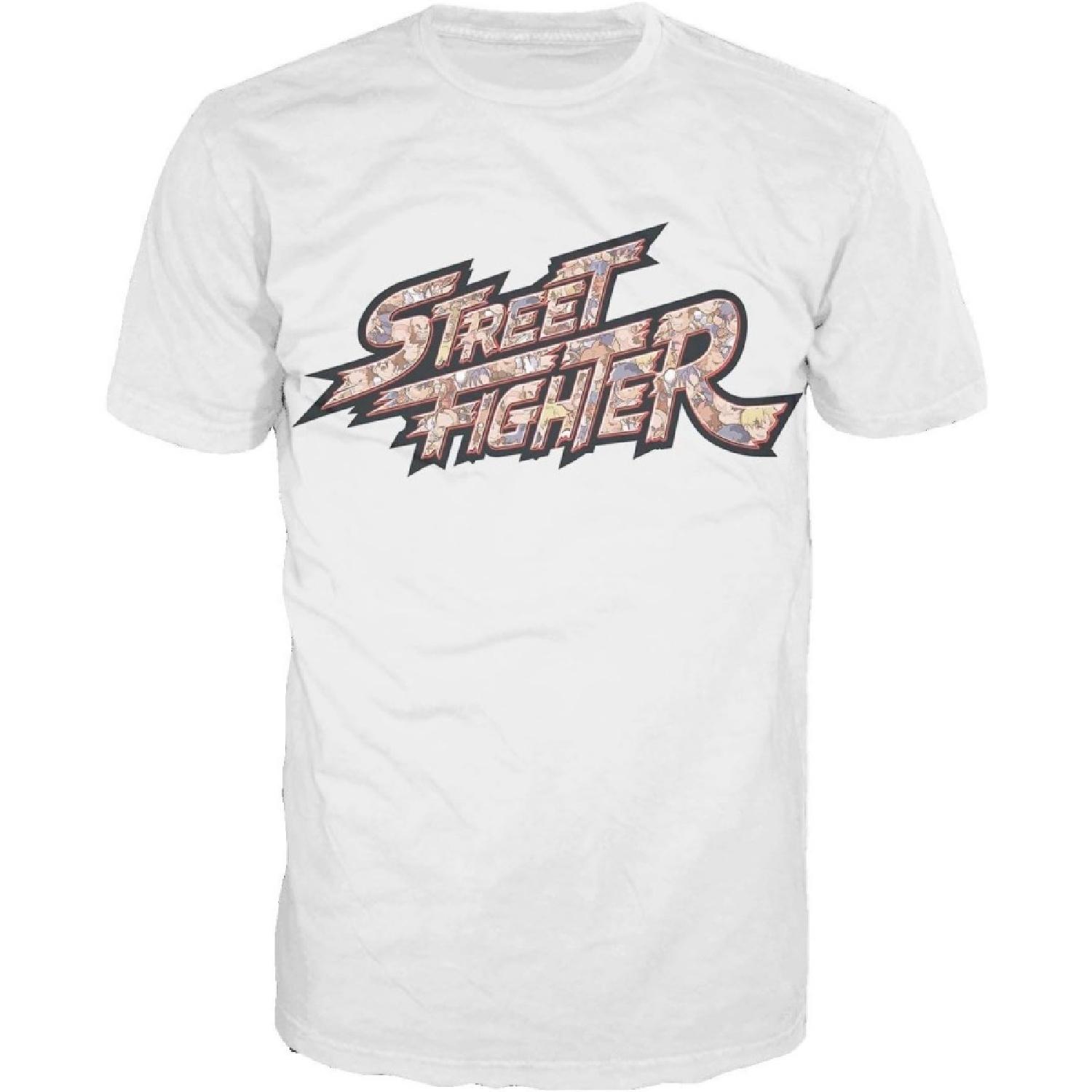 Street Fighter Logo Pattern Chibi Official Men s T-Shirt (White) (X-Large) XXXXXL белый