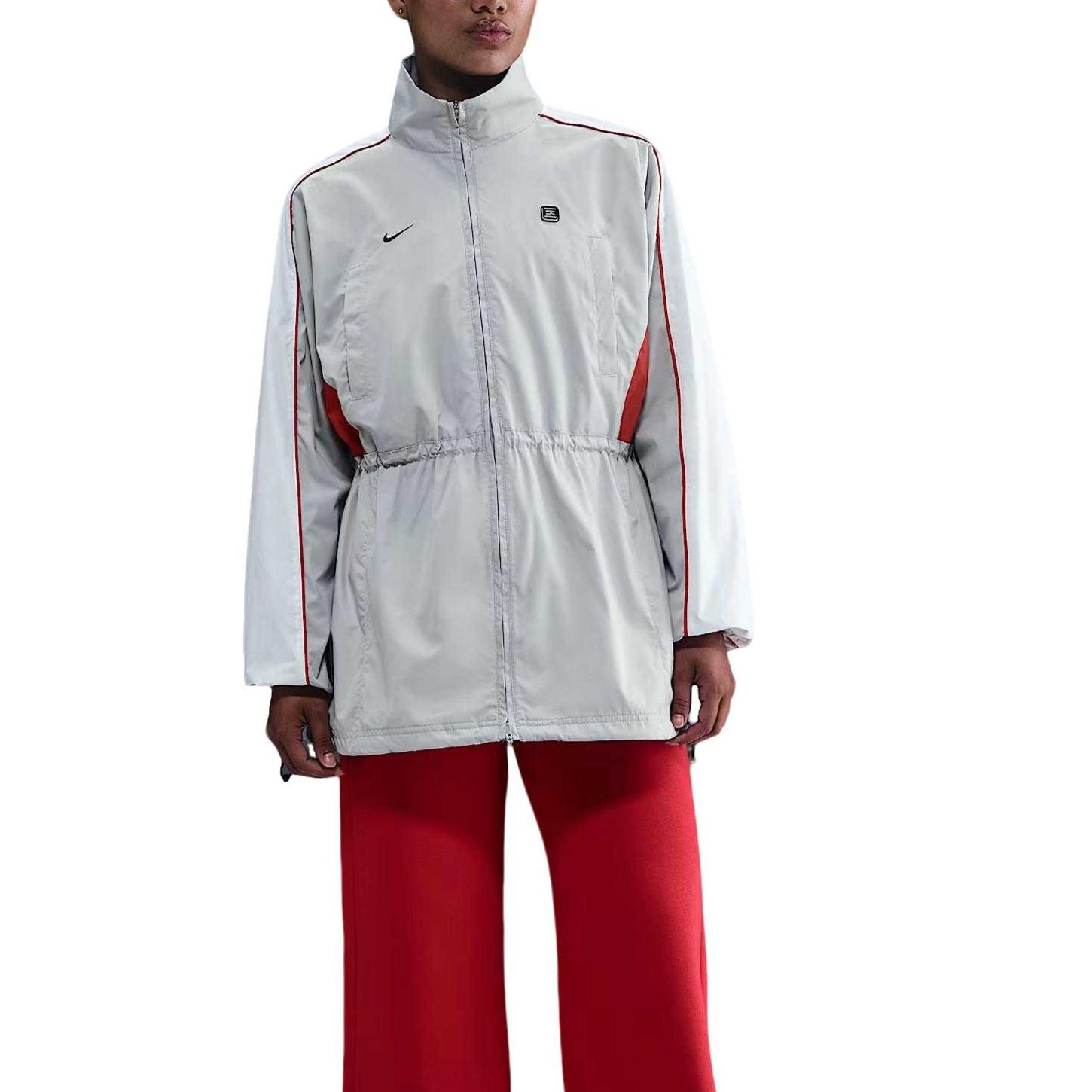 Nike Sportswear Jackets Women s Gray Fog/White/University Red Stand Collar Moderate Other IH0259-097 S