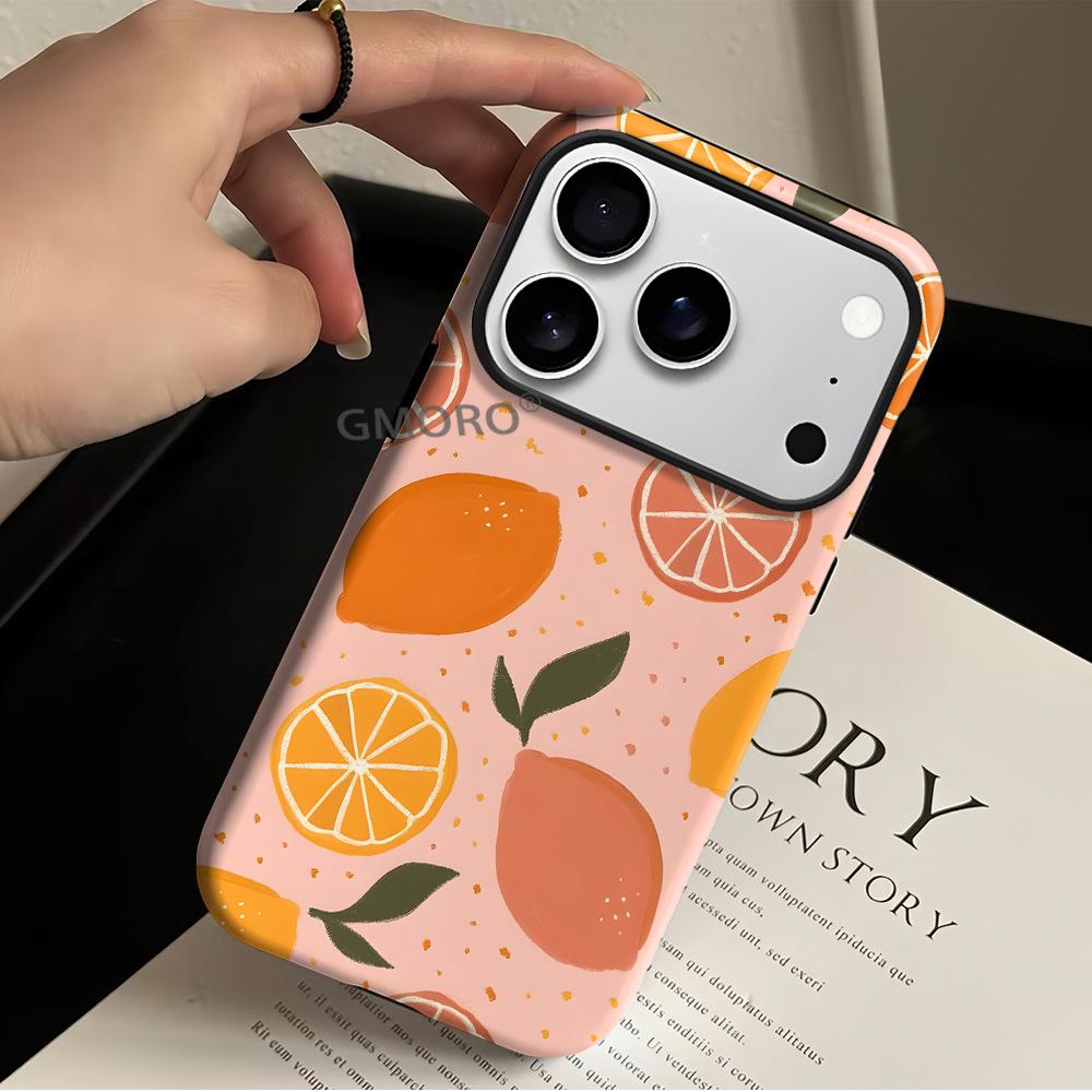 Capa Protetora Laranja à Prova de Queda para iPhone 17 Pro Max & 16 - Cobertura Completa