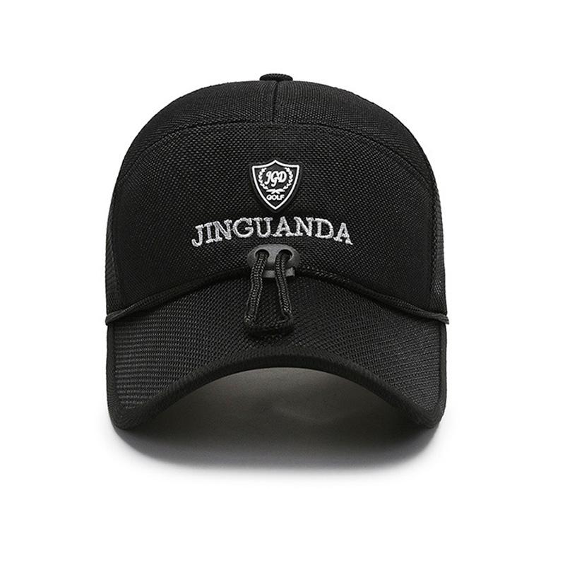 Men's Summer Outdoor Sun Hat Quick-Drying Breathable Mesh Cap Drawstring Baseball Cap Fishing Sunshade Sunscreen Cap