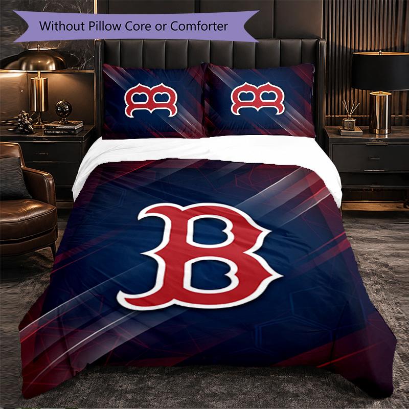 Boston Red Sox Pattern Microfibra Set Biancheria da Letto 3 Pezzi Decorazione Copripiumino Set Per Camera da Letto Uso Domestico