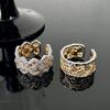 Italian High-End Maple Leaf Niche Design Tang Grass Pattern Open Ring Engraved Two-Color Gold Color Matching Ring Tide