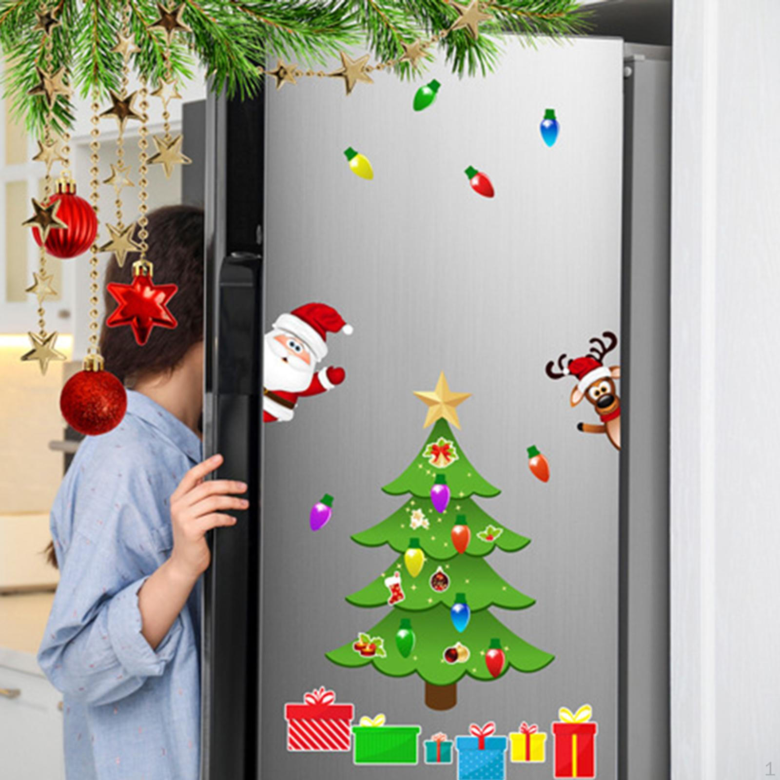 

Christmas Tree Refrigerator Stickers Decorations Attractive Kitchen Decor Xmas Style B