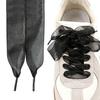 4 Pairs Organza Shoelaces Set - 2.5cm Wide Black & White Plaid Shoelaces, Leopard Print Shoe Laces for White Shoes/Sneakers