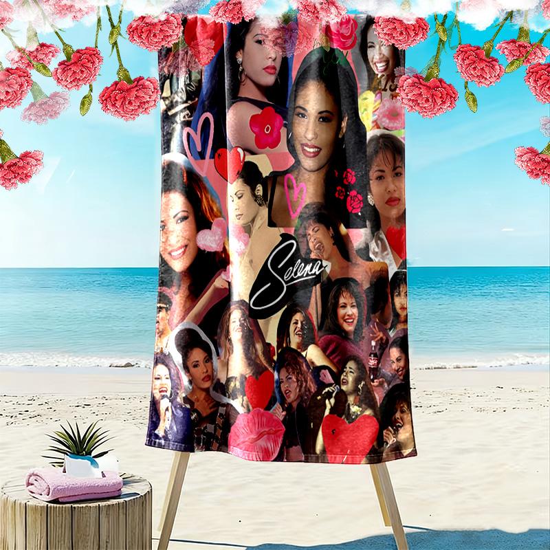 Selena Quintanilla Print Beach Towel, Large Soft Quick Dry Towel for Beach Camping Swimming