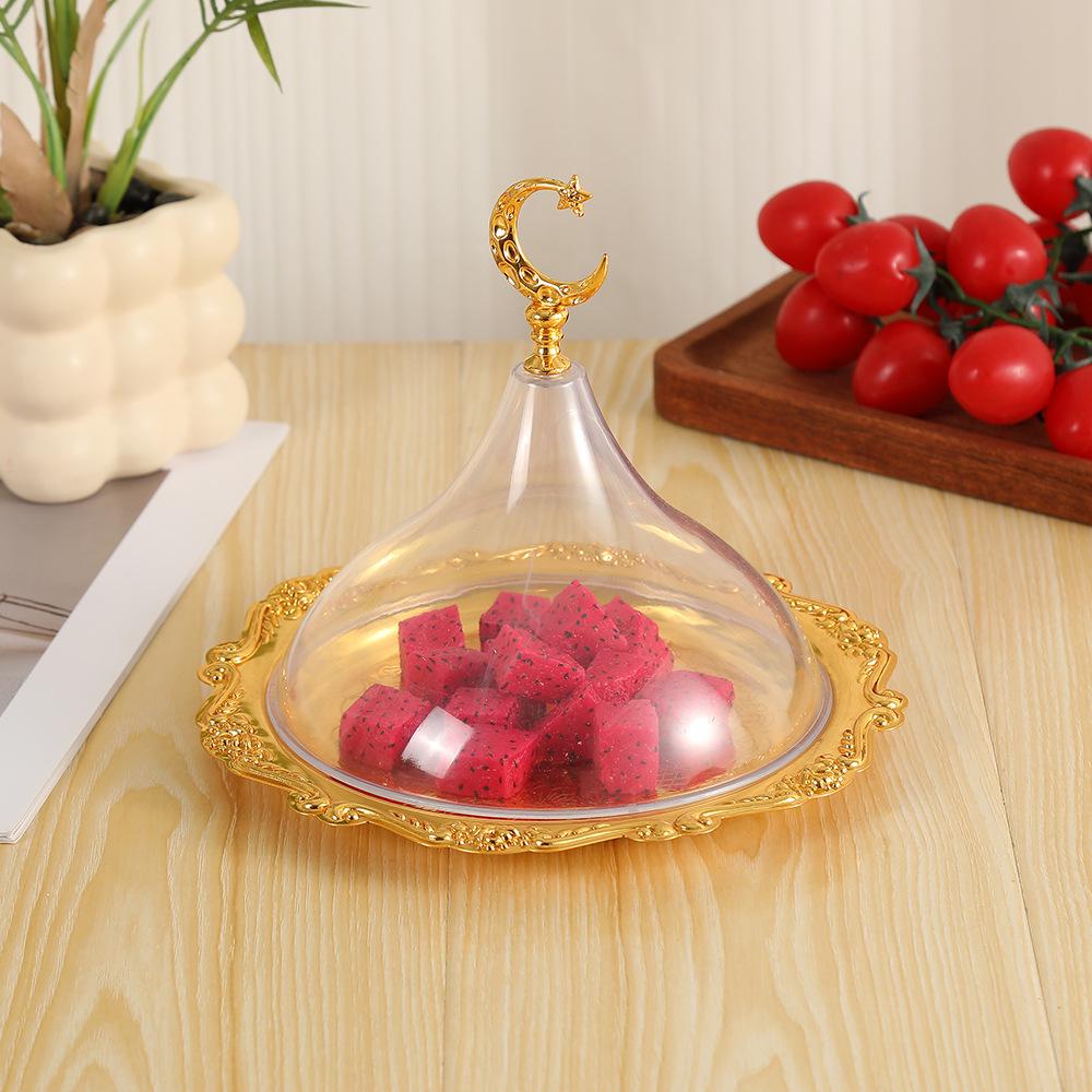 European High-End Star Moon Fruit Bowl & Candy Tray with Lid - Wrought Iron & Acrylic Dessert Plate