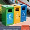 Large Outdoor Stainless Steel Trash Can with Three or Four Compartments for Streets, Parks, and Communities