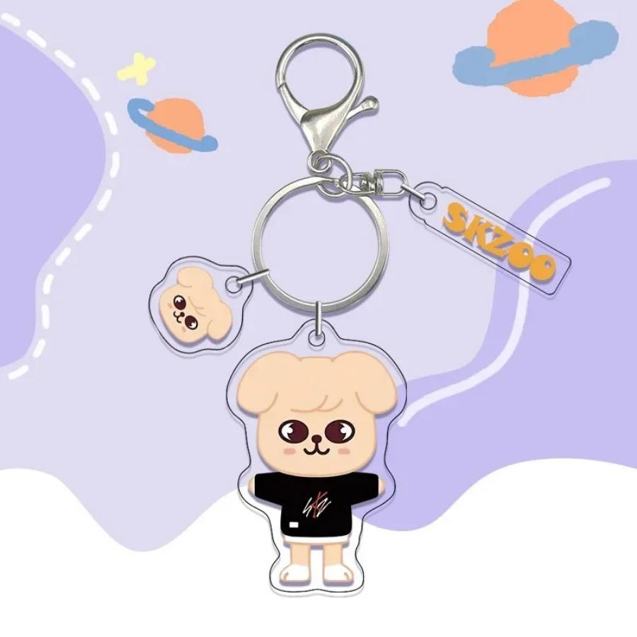Anime Skzoo Doll Figure Keychain KPOP-SKZ-STAY Cartoon Double-Sided Printed Transparent Acrylic Key Ring Bag Accessory Fans for Carry Mini Lightweight