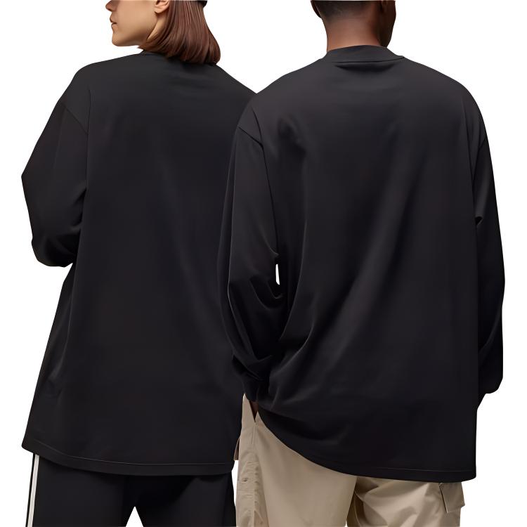 Adidas Mock Neck Tee Simple High Neck Long Sleeve T-Shirt Unisex Tops Black IV8228