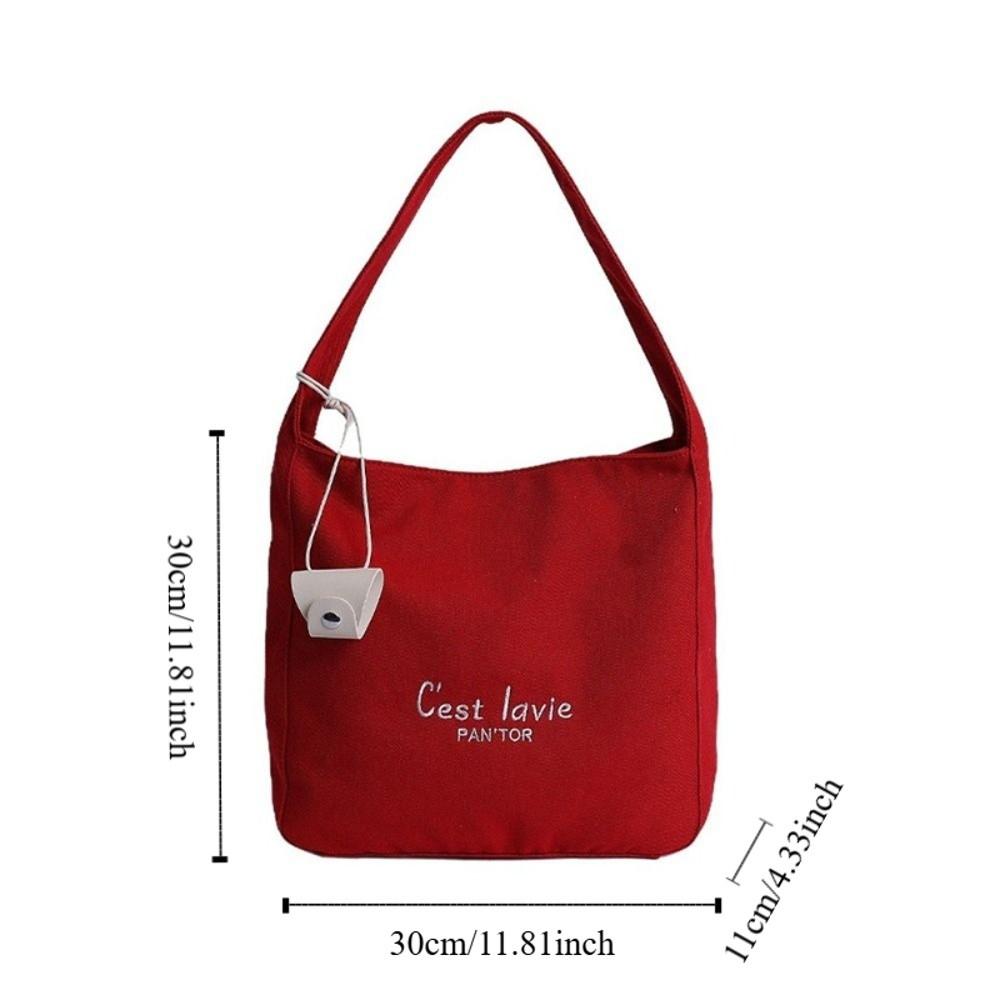 Korean Student Tote Bag Canvas Women's Armpit Bag Trendy Letter Shoulder Bag Handbag