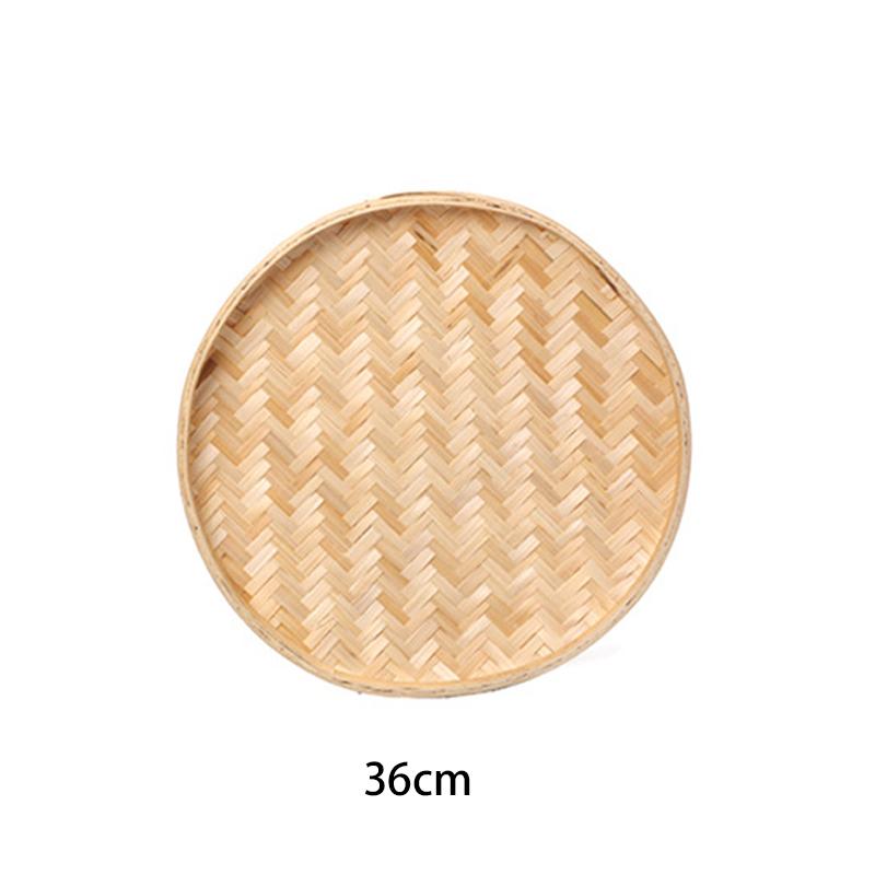 Handmade Weaving Round Bamboo Sieve Raft Natural Bamboo Fruit Dish Rattan Bread Basket for Dinner Storage Plate DIY Home Decor