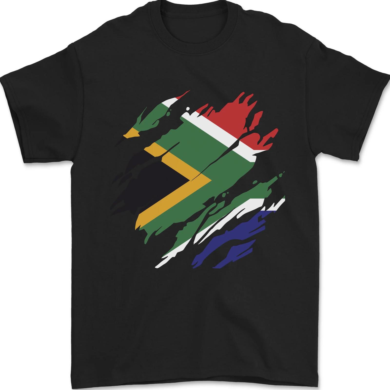Torn South African Flag Africa Day Football Mens T-Shirt 100% Cotton 2XL