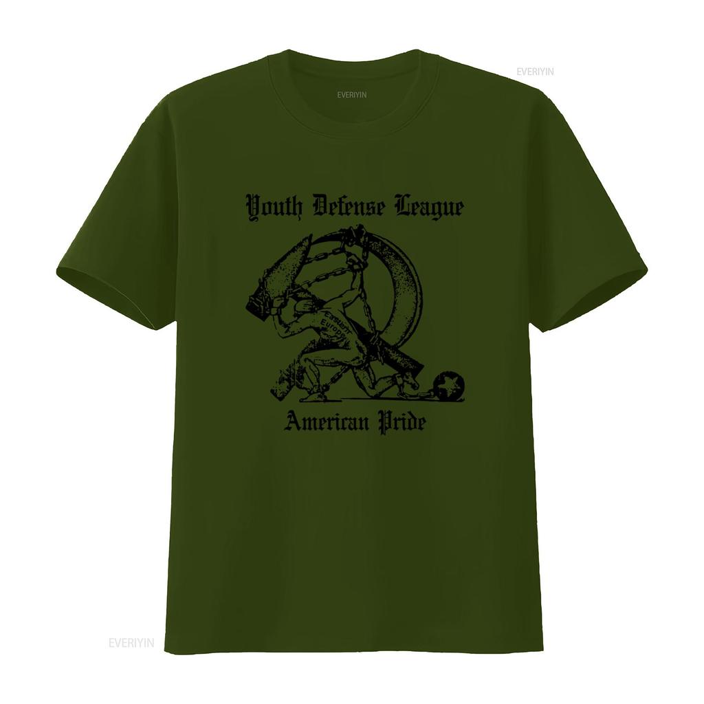 Youth Defense League T Shirt with American Pride Print Stylish and Patriotic Design for Vintage Washed Casual Breathable