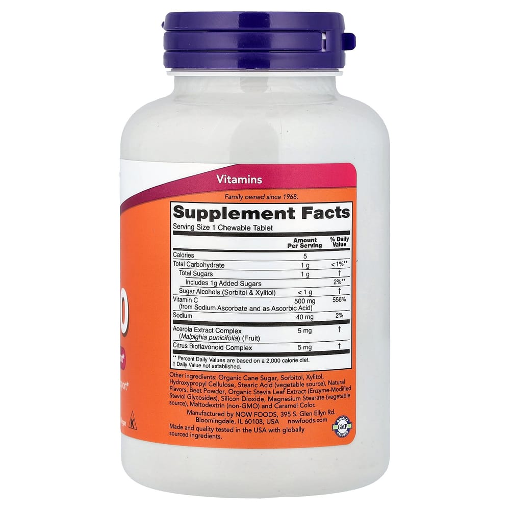 NOW Foods Chewable C-500 Cherry Berry Flavor 100 Tablets