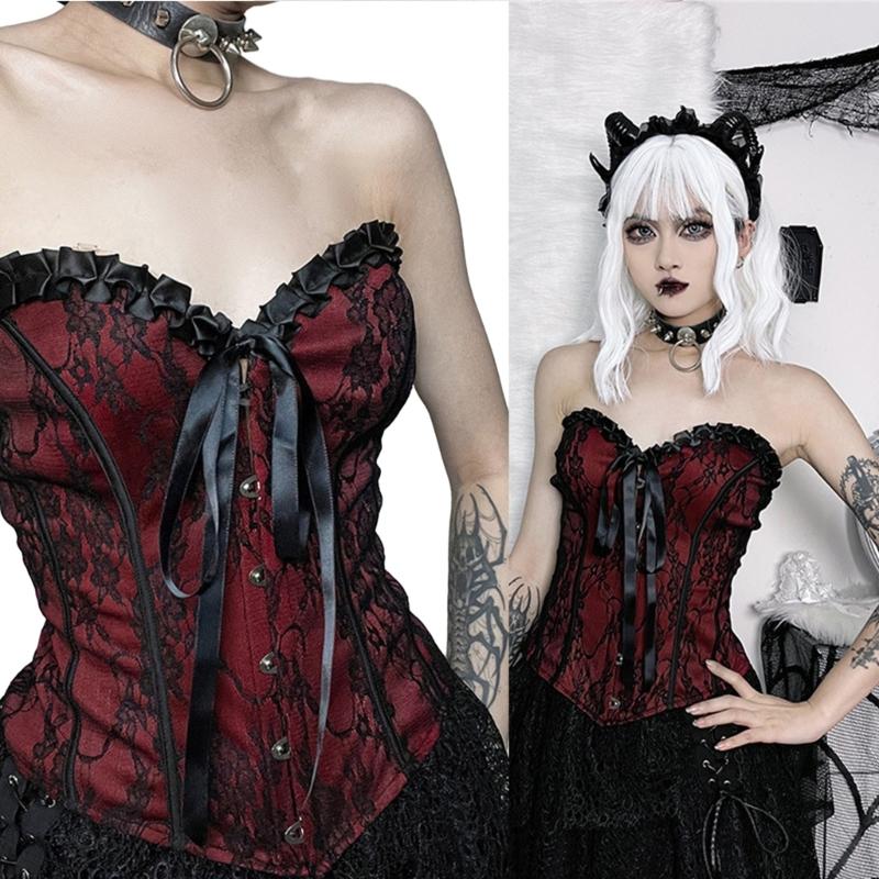 Ladies Lace Pattern Strapless Vest Elastic Rope Corset with Adjust Rope Universal Women Banquet Dress Shirt Coat Corset