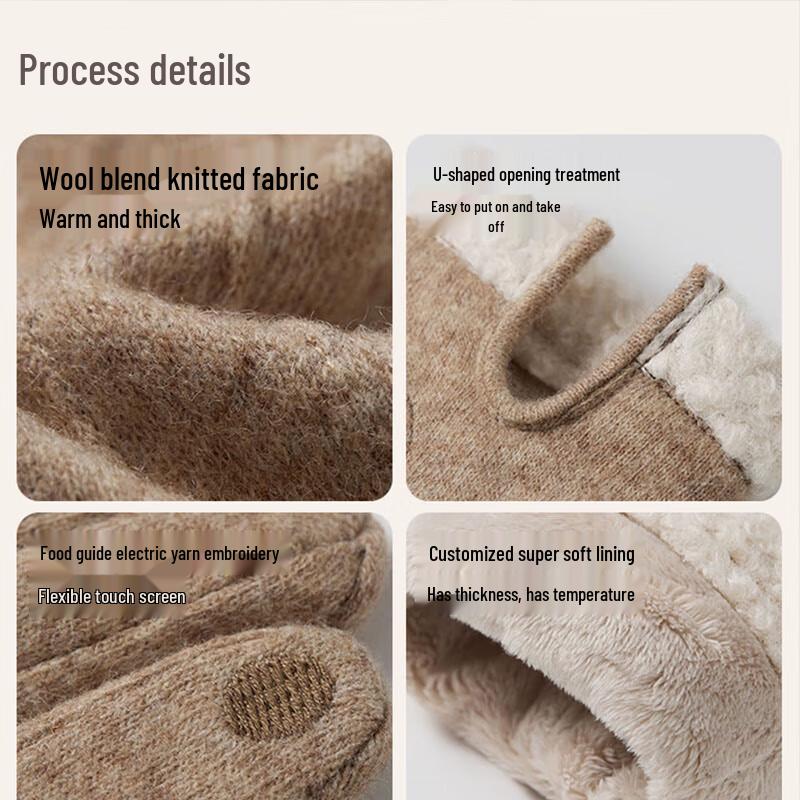 JIUMU Women's Winter Fleece-Lined Wool Touchscreen Gloves