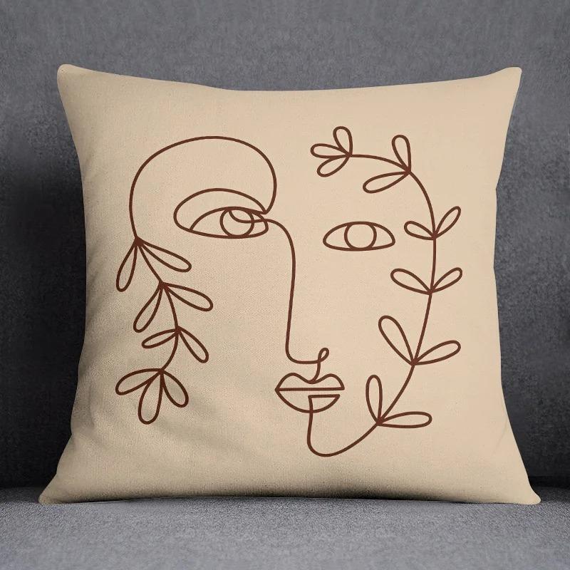 Abstract Brown Flower Decorative Pillowcase Living Room Office Ornaments Home Pillowcase