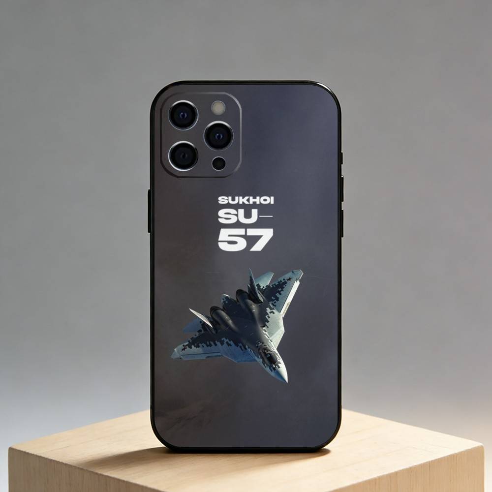 

Fighter F35 SU57 Phone Case For iPhone17,16,15,14,13,12 Plus,Max Soft Silicone Black Cover iPhone14Plus