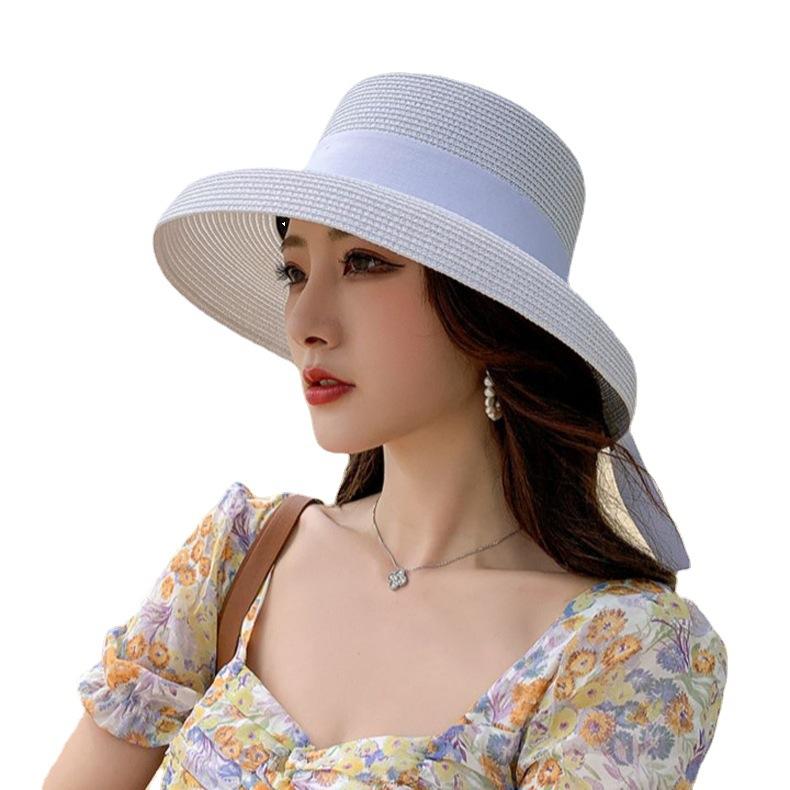 Hepburn Straw Hat Sunshade Sunscreen Seaside Beach Hat Women'S Spring And Summer Big Edge Sun Hat Ins Wind Wide Brim Big Brim